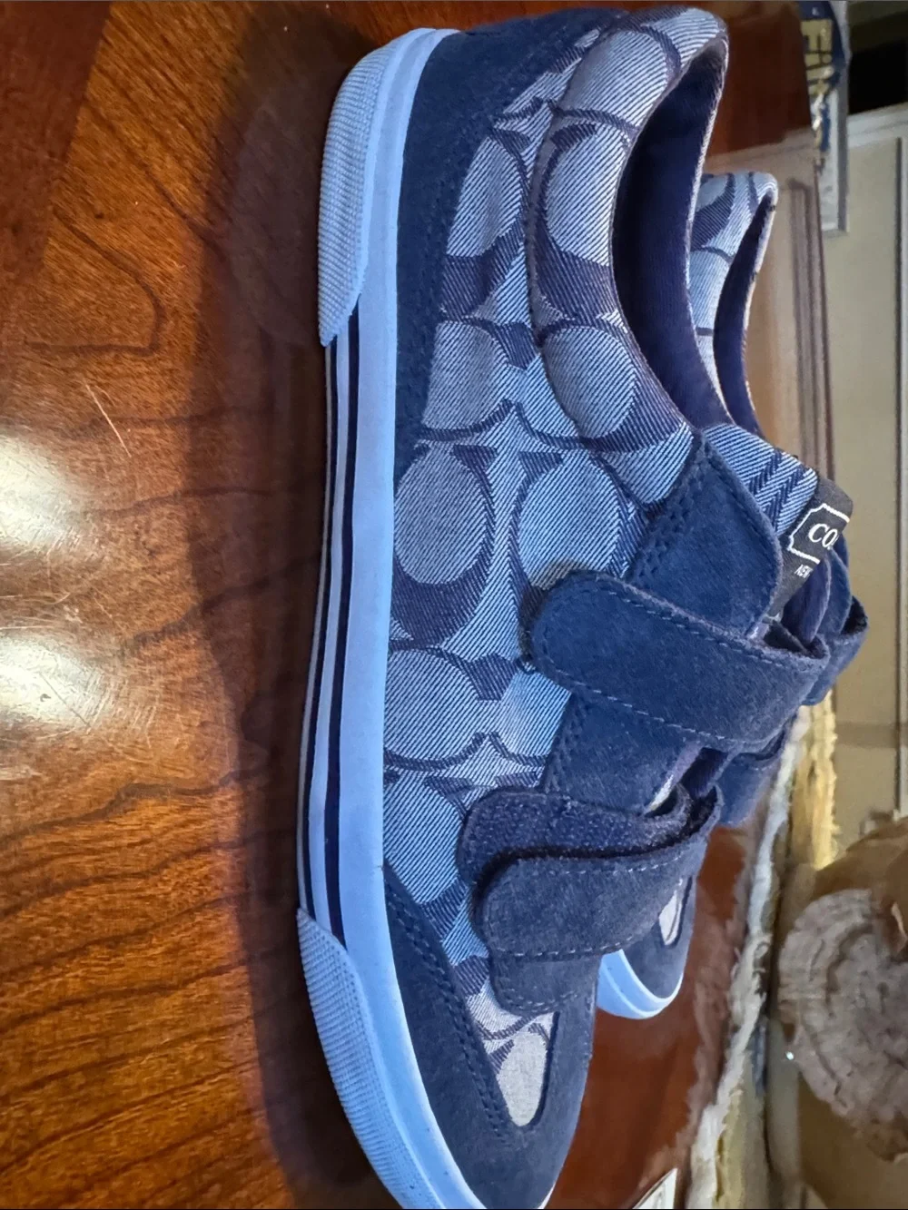 Coach Navy Signature Velcro Sneakers